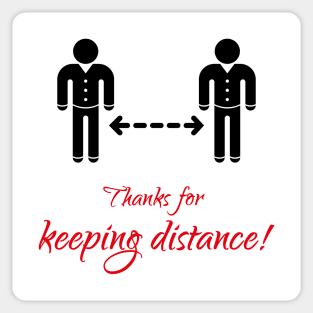 Thanks for keeping distance! (Corona Virus / COVID-19 / Black-Red) Sticker